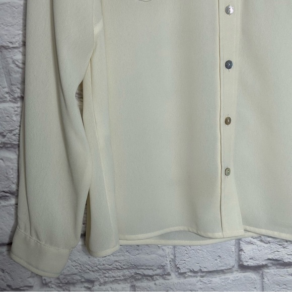 Amaranto Ivory Button Down Long Sleeve Women’s Blouse - Picture 6 of 15
